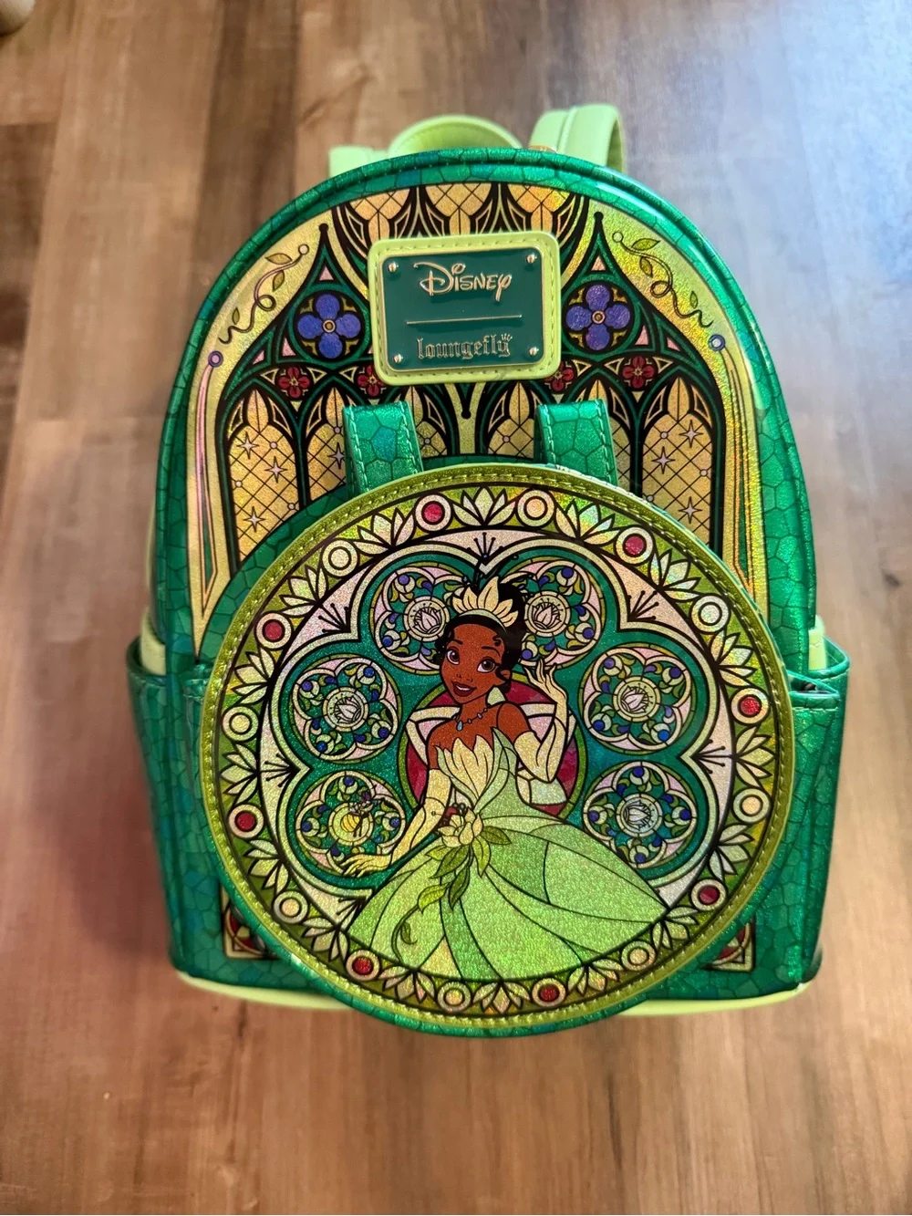 Loungefly Green Disney Tiana Stained-Glass Mini Backpack